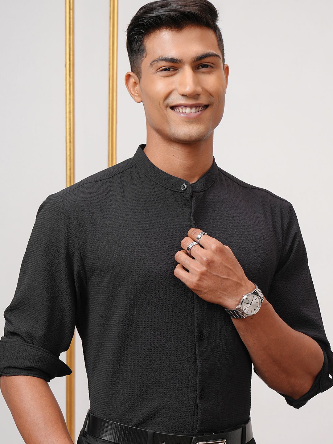 

HIGHLANDER Men Opaque Casual Shirt, Black