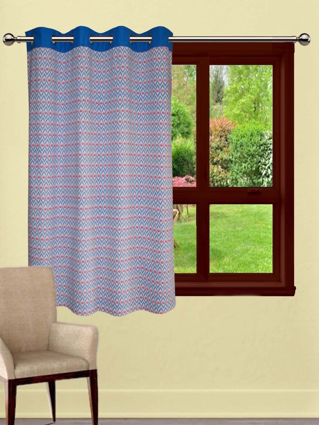 

Lushomes Blue & White Geometric Black Out Window