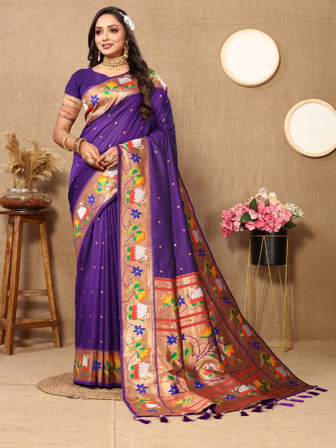 

Anaita Woven Design Zari Paithani Saree, Purple