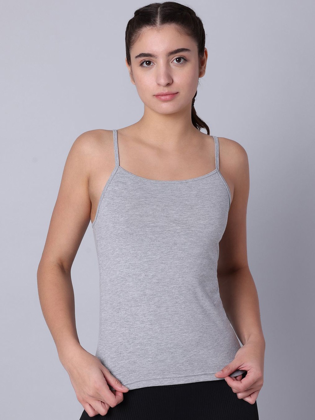 

Sillysally Women Pack Of 2 Non-Padded Camisoles, Grey melange