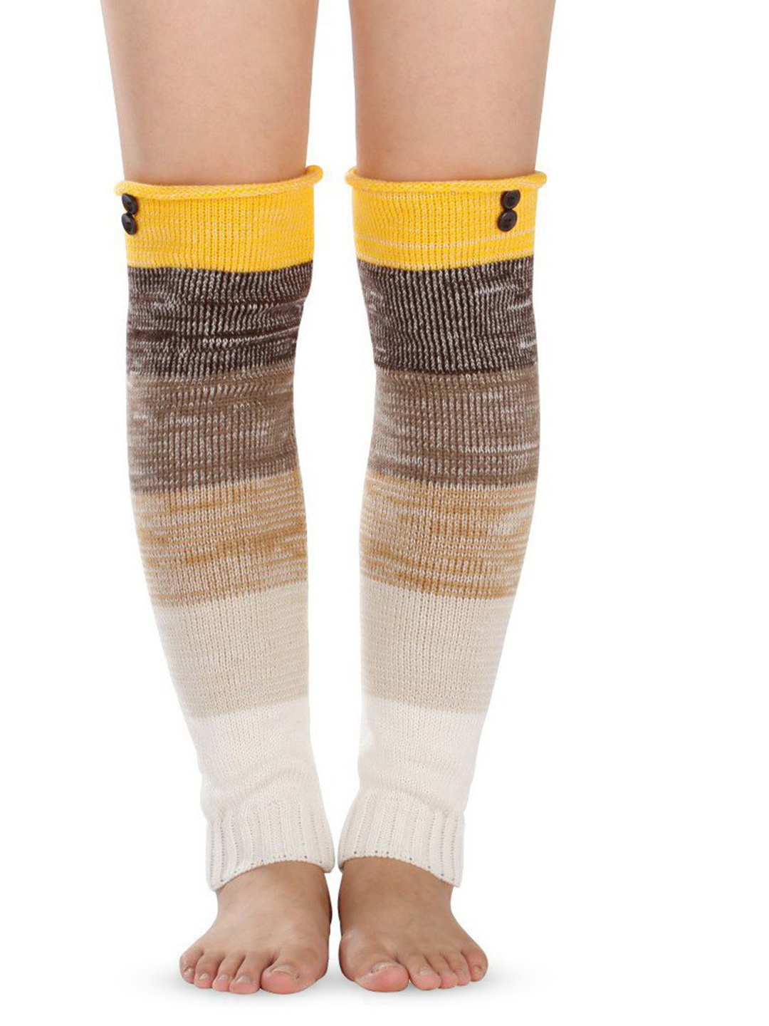 

Alexvyan Women Patterned Above Knee Knitted Leg Warmer Socks, Yellow