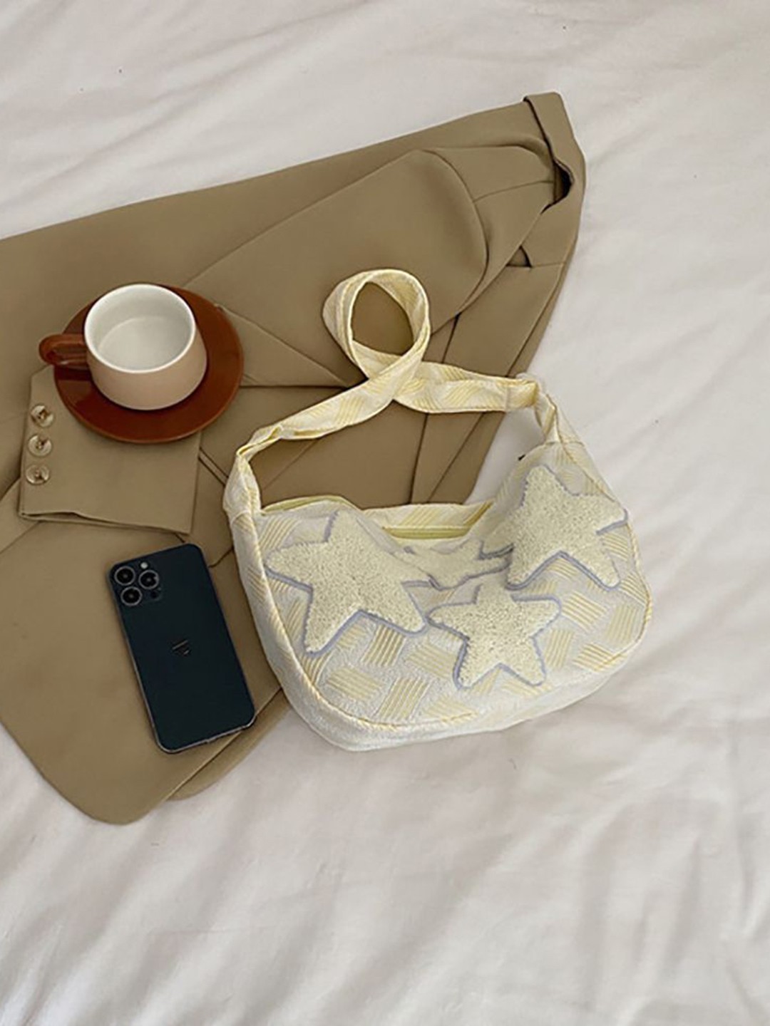 

StyleCast x Revolte Printed Half Moon Hobo Bag with Applique, Pink