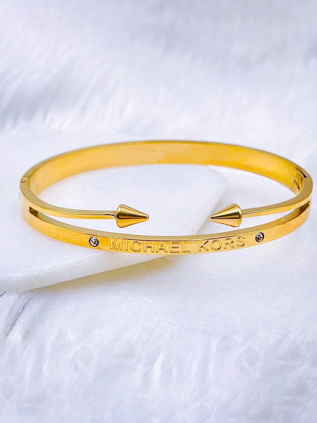 

ZIVOM Women Cubic Zirconia Gold-Plated Kada Bracelet
