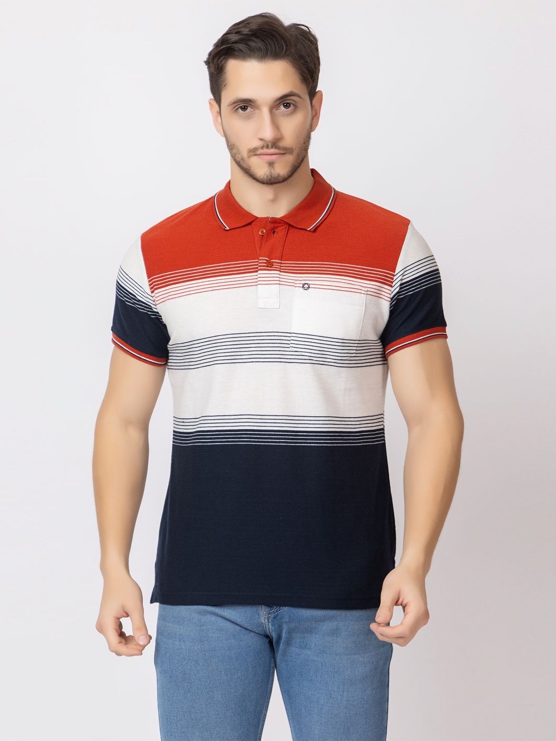 

ARIIX Men Colourblocked Polo Collar Cotton T-shirt, Brown