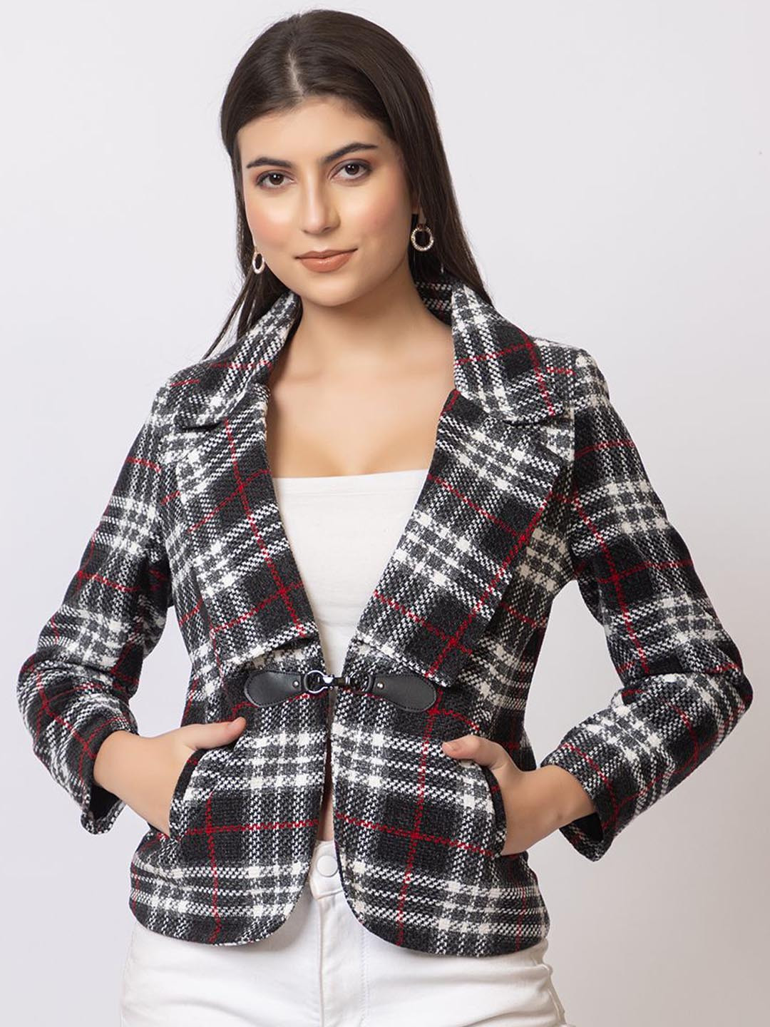 

GFO Self Design Single Breasted Blazer, Black