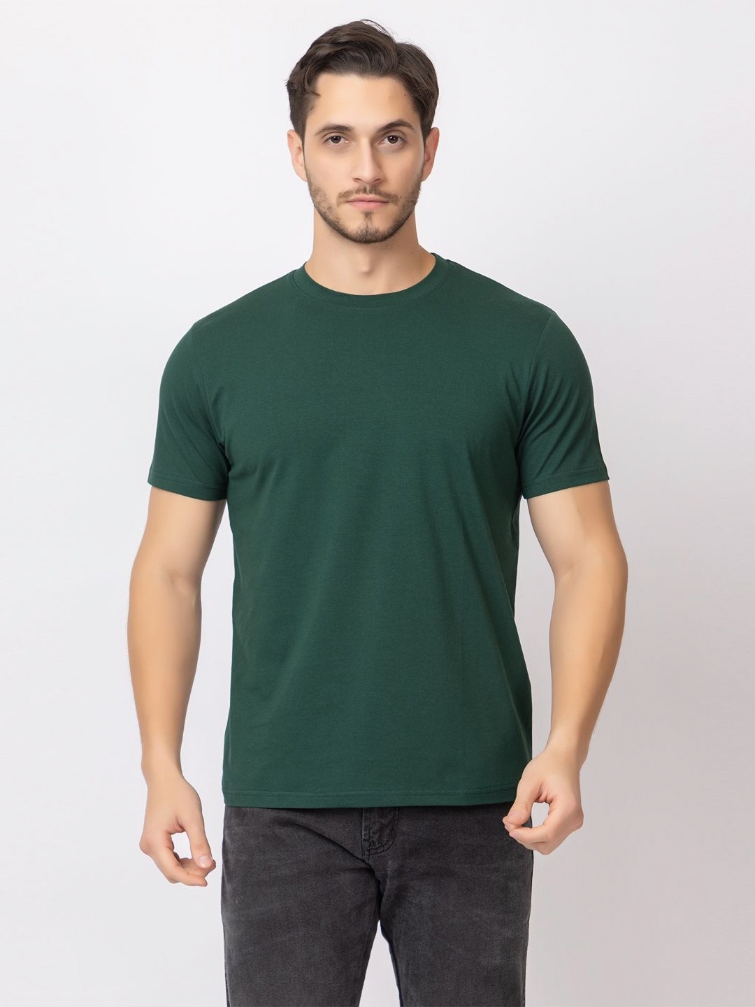 

ARIIX Men Solid Round Neck Cotton T-shirt, Green