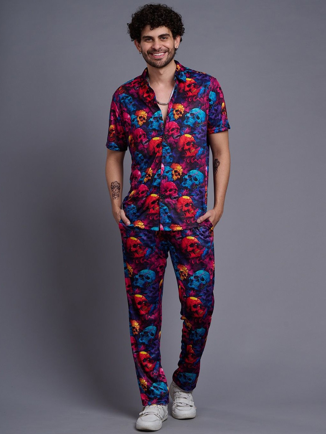 

GO DEVIL Conversational Printed Shirt With Trousers, Pink