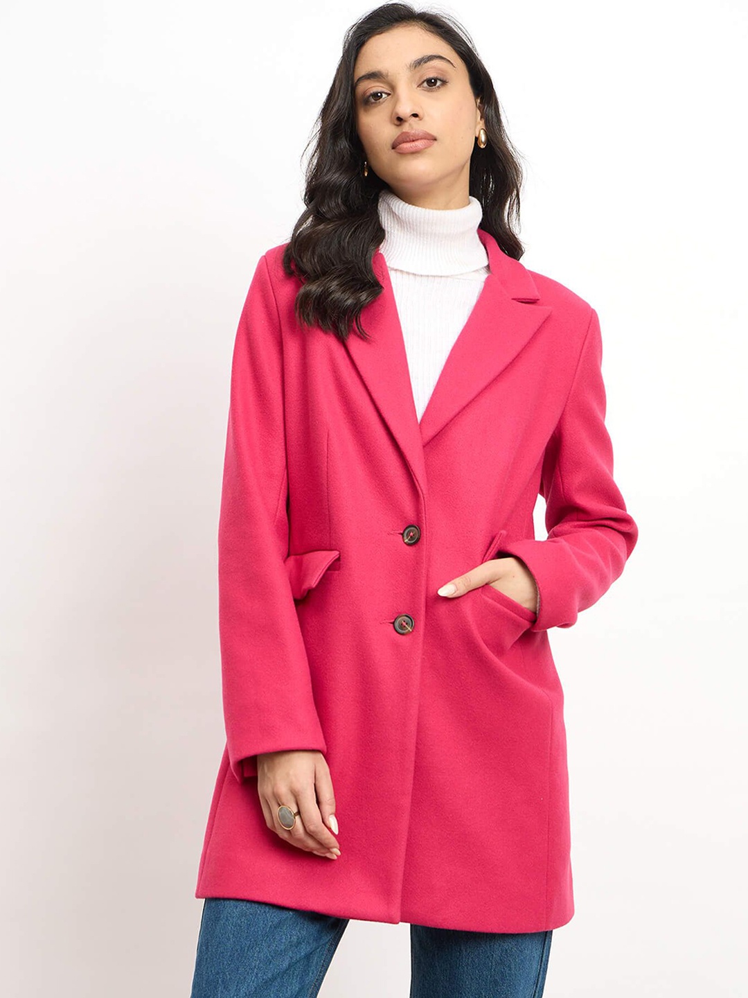 

SALT ATTIRE Single Breasted Longline Formal Blazer, Pink