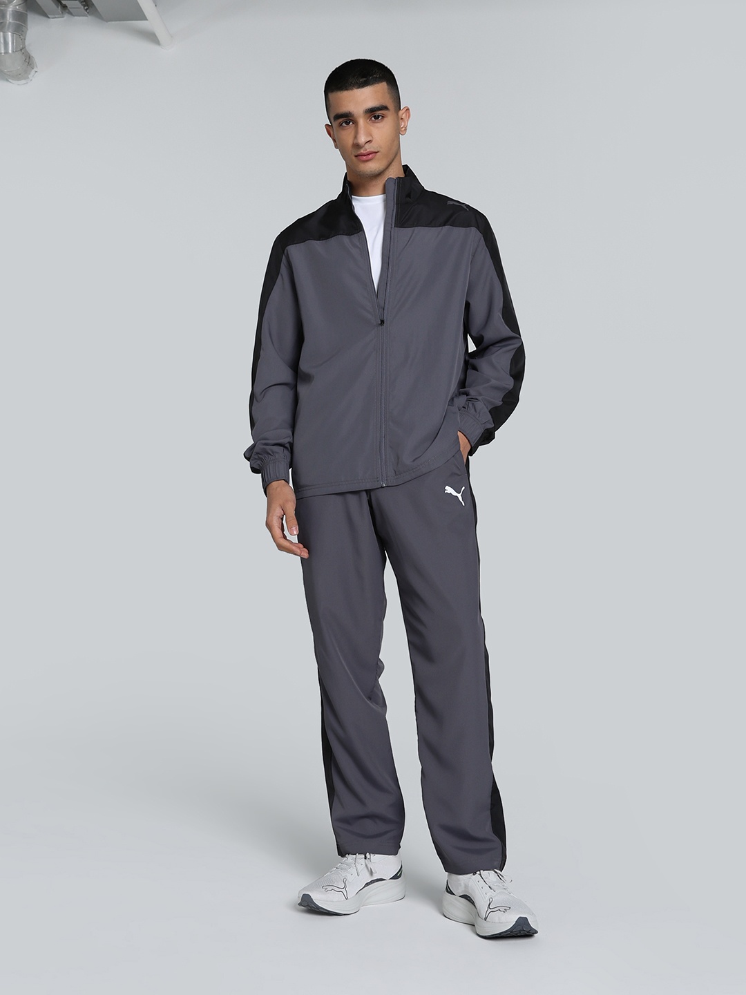 

Puma Men Train Favorite Cat Logo Printed Tracksuit, Grey