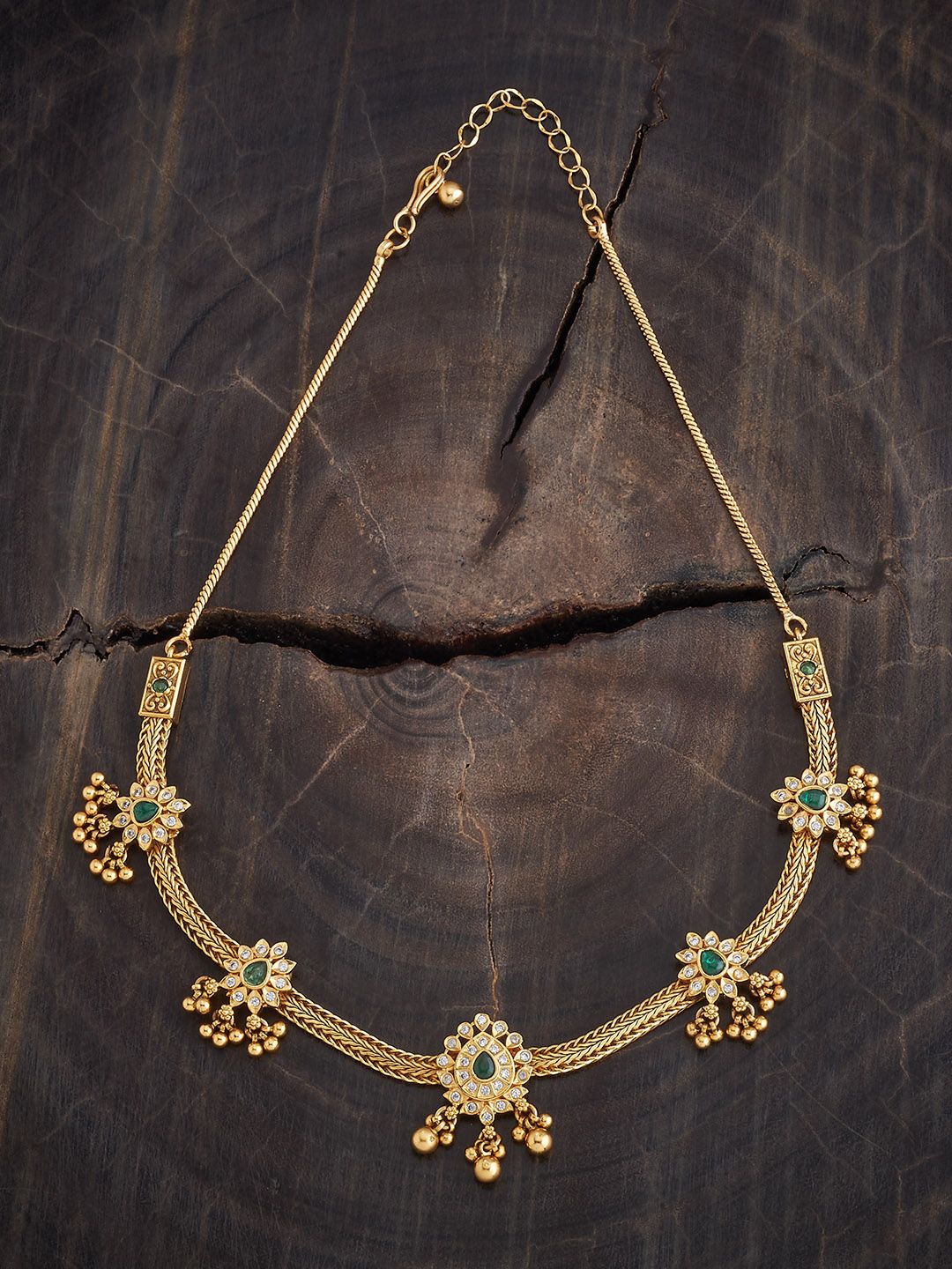 

Kushal's Fashion Jewellery Gold-Plated Stone Studded Antique Necklace