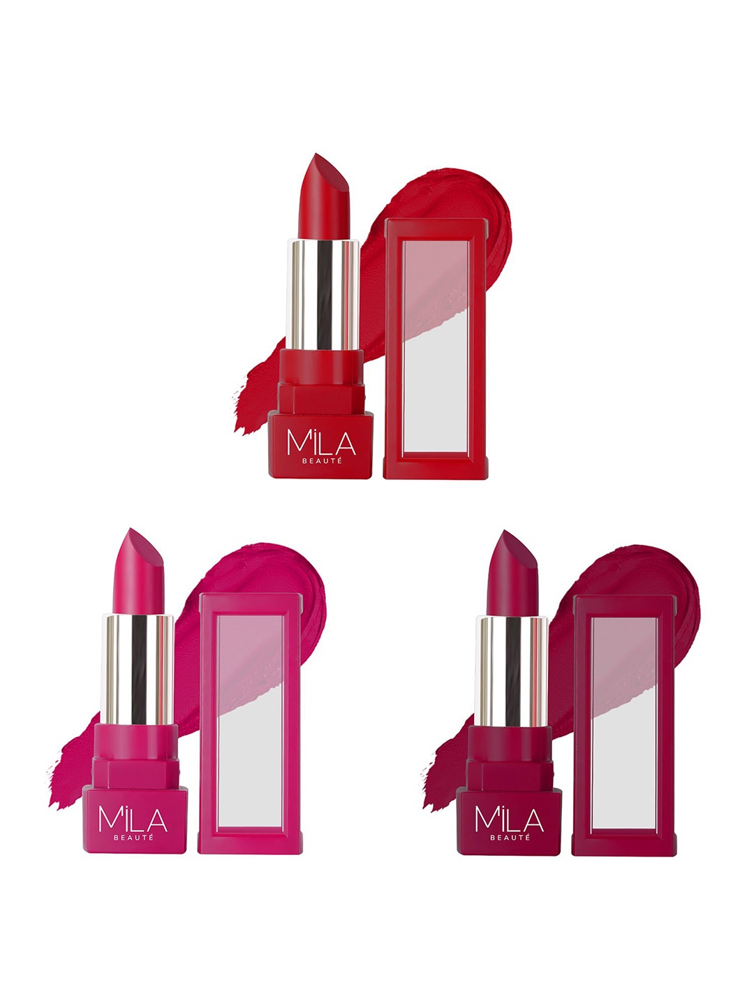 

MILA BEAUTE Set Of 3 Matte Lipstick- 4.2 g Each - 503 - 509 -516, Red