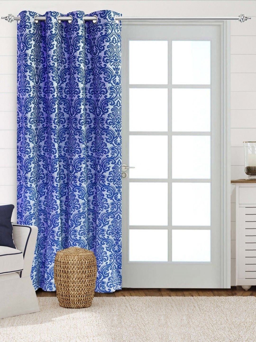 

Saral Home Blue & White Floral Room Darkening Long Door Curtain