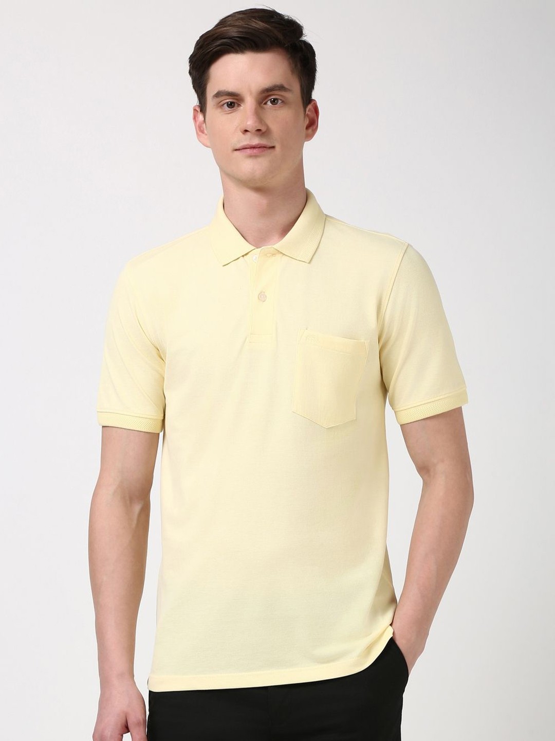 

Peter England Men Polo Collar Pockets T-shirt, Yellow