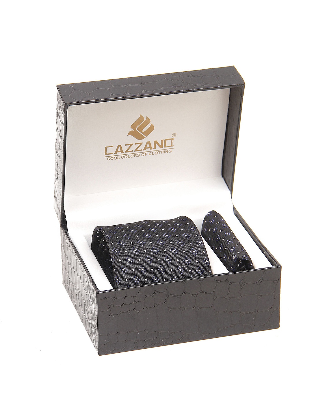 

Cazzano Men Accessory Gift Set of Tie And Pocket Square, Black