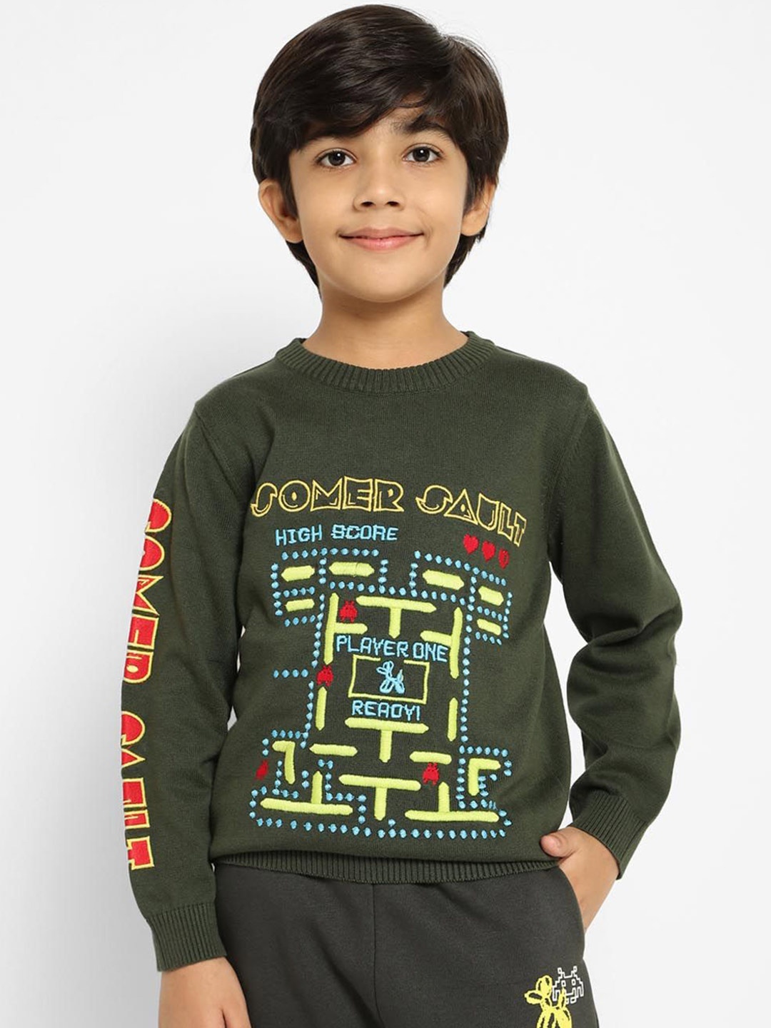 

Somersault Boys Long Sleeves Round Neck Pullover, Green