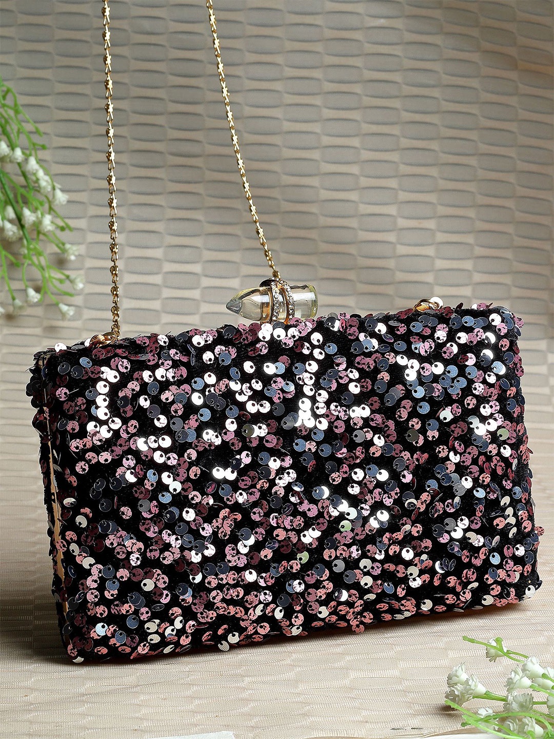 

Bohey by KARATCART Embellished Box Clutch, Black