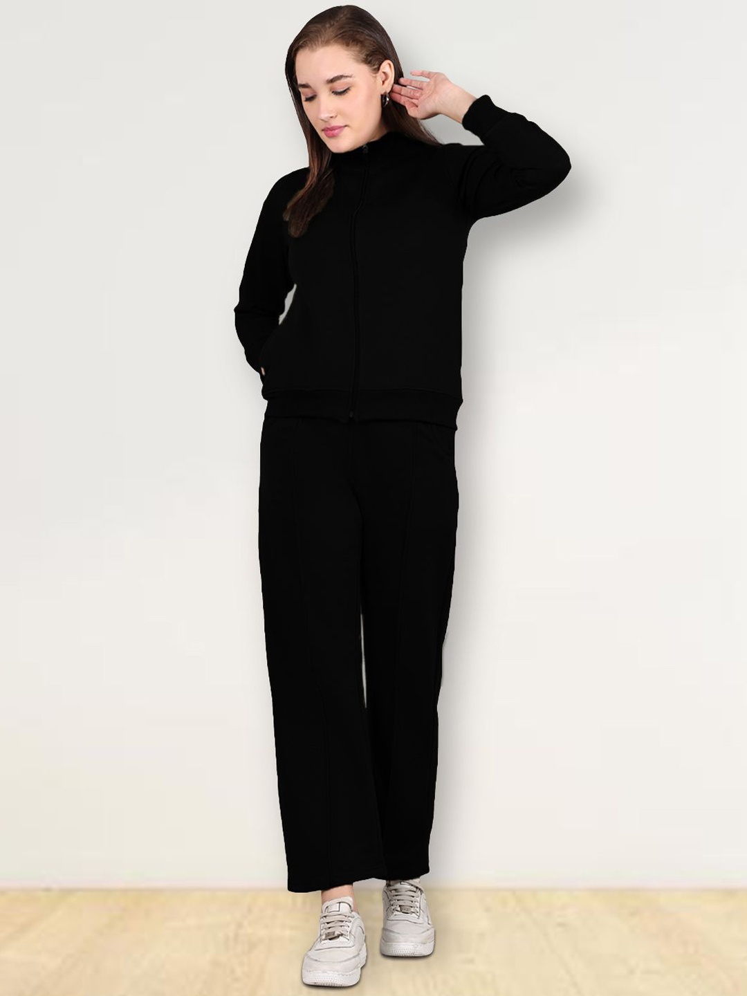 

Jinfo Women Mock Collar Tracksuit, Black