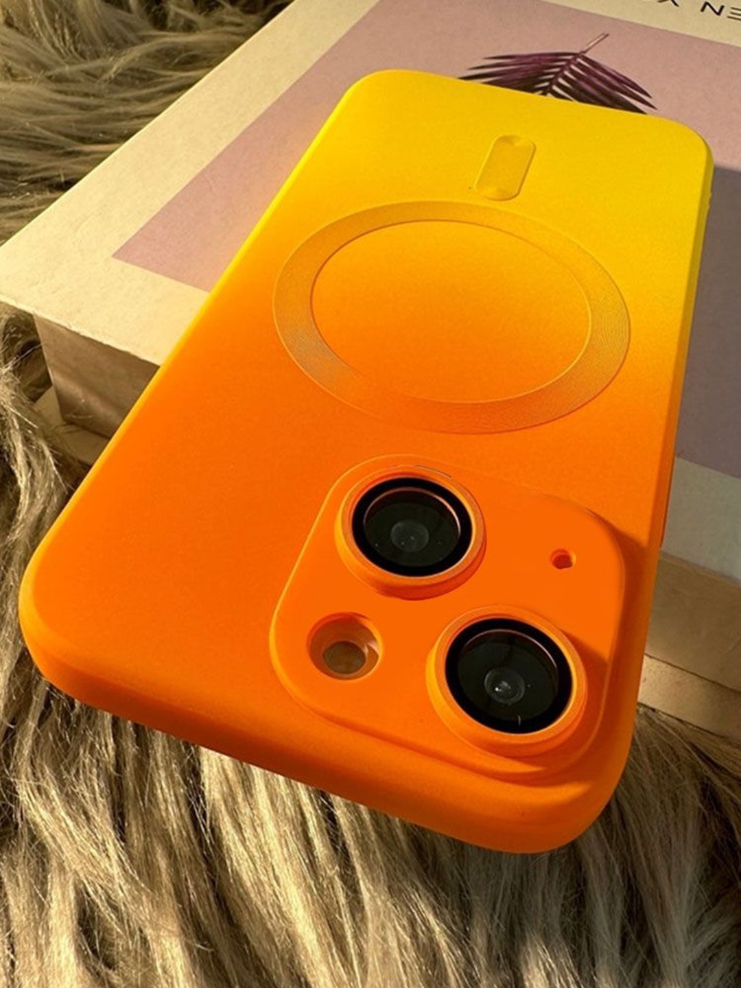 

Luxury Kase Solid Printed iPhone 15 Back Case Mobile Accessories, Orange