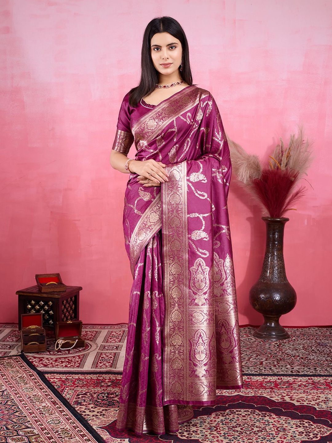 

Kriyansh Woven Design Zari Kanjeevaram Saree, Purple