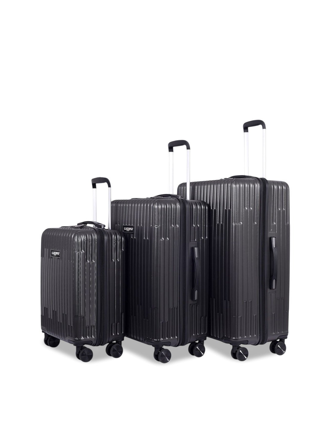 

Luggero Set Of 3 Textured Hard-Sided Trolley Bags, Grey