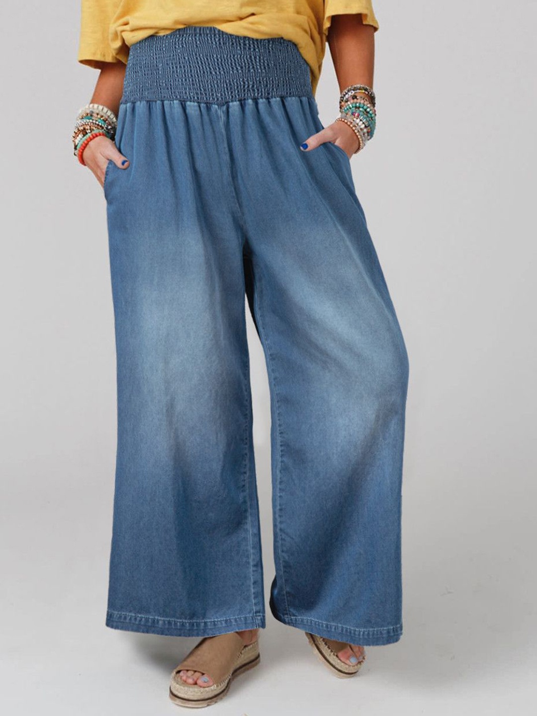

StyleCast Women High-Rise Relaxed Fit Cotton Jeans, Blue