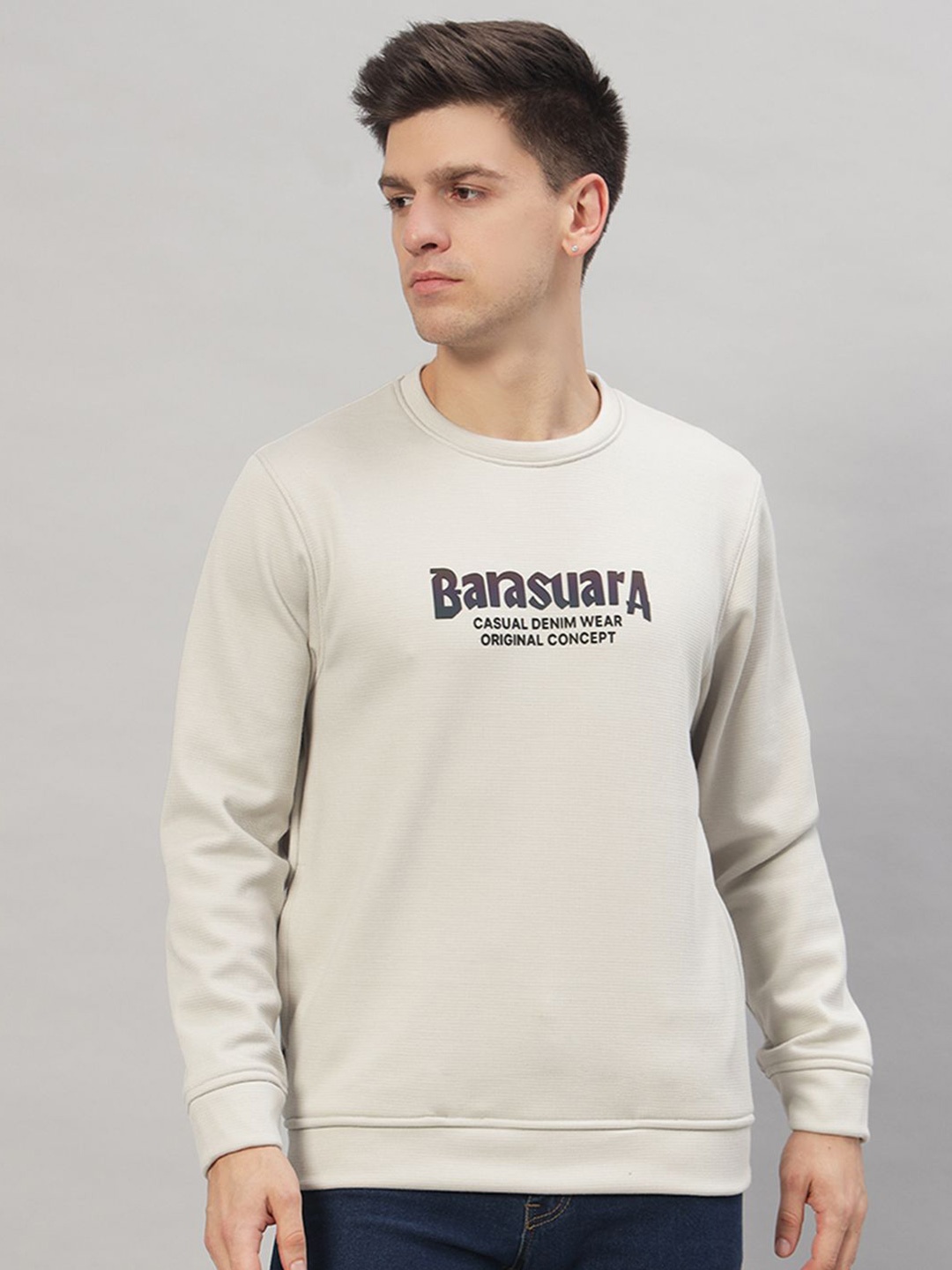 

PROFY Men Typography Printed Sweatshirt, White