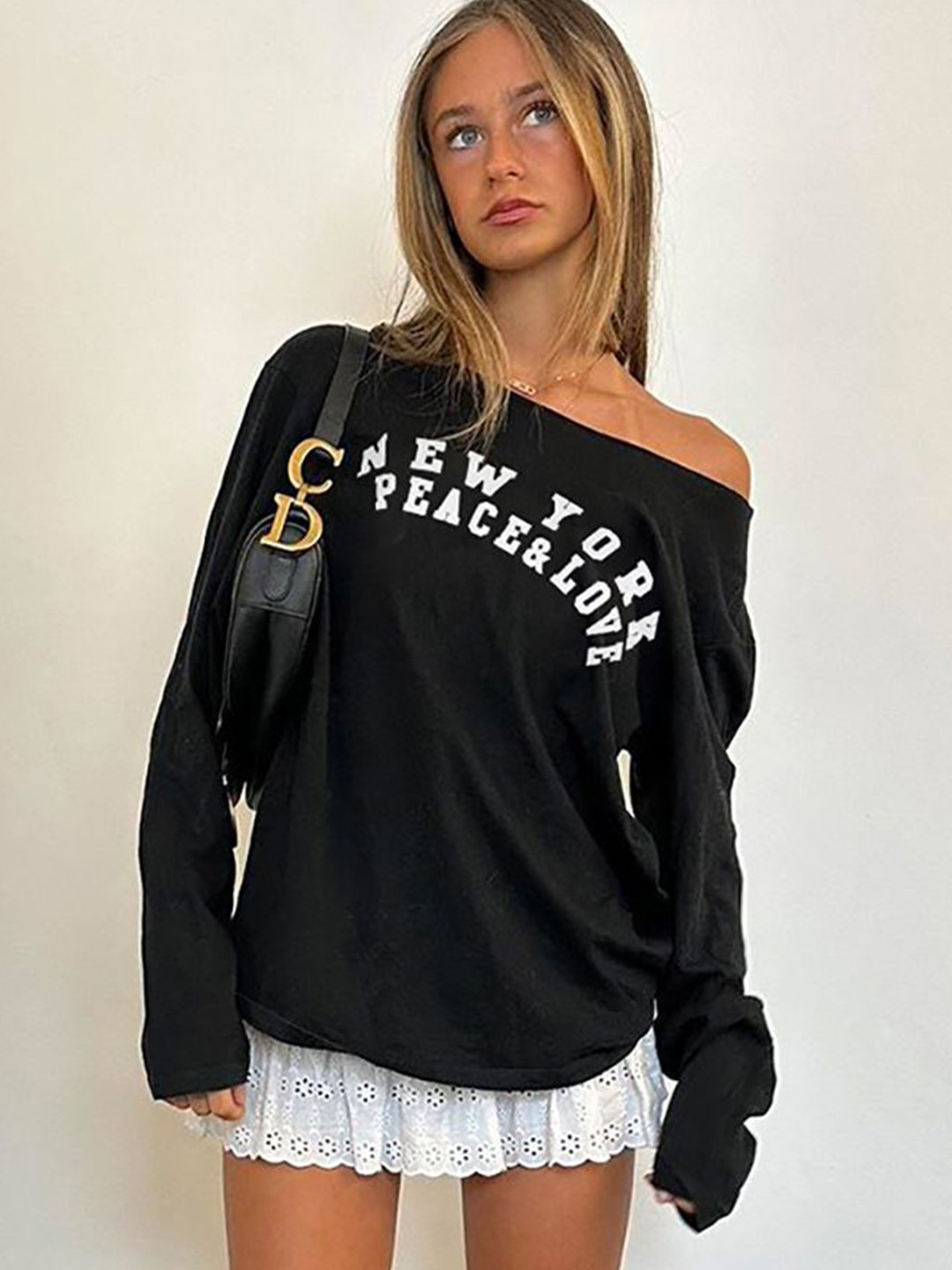 

StyleCast x Revolte Women Printed Off-Shoulder Top, Black