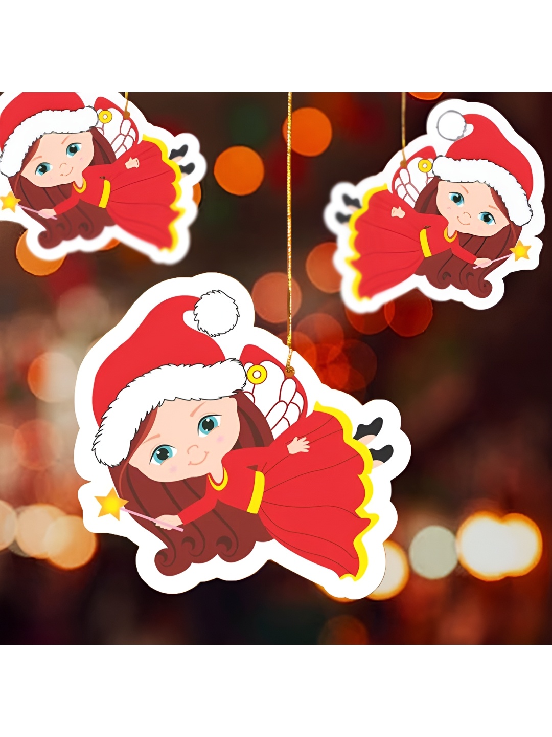 

Special You 20Pcs White & Red Printed Fairy Hanging Christmas Tree Decor