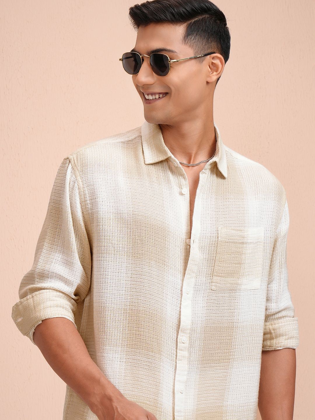 

LOCOMOTIVE Men Opaque Casual Shirt, Beige