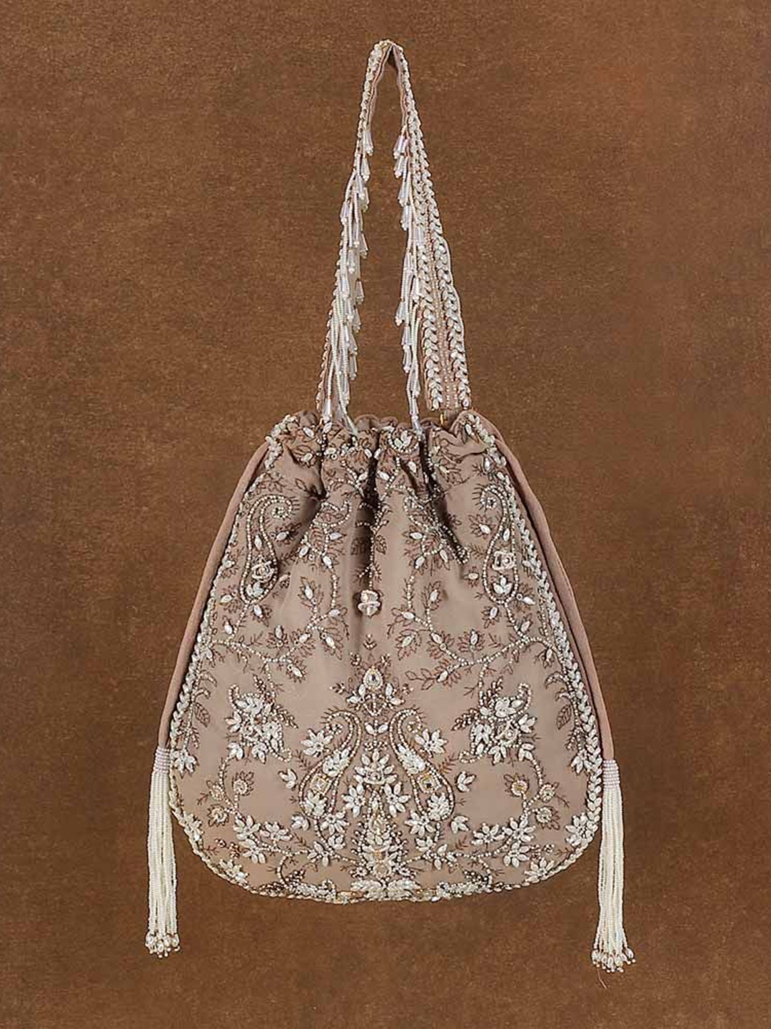 

Lovetobag Embellished Shopper Handheld Bag, Nude