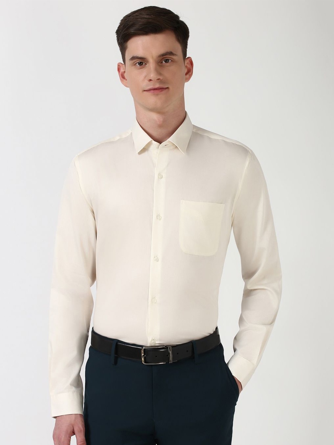 

Peter England Men Opaque Formal Shirt, Beige