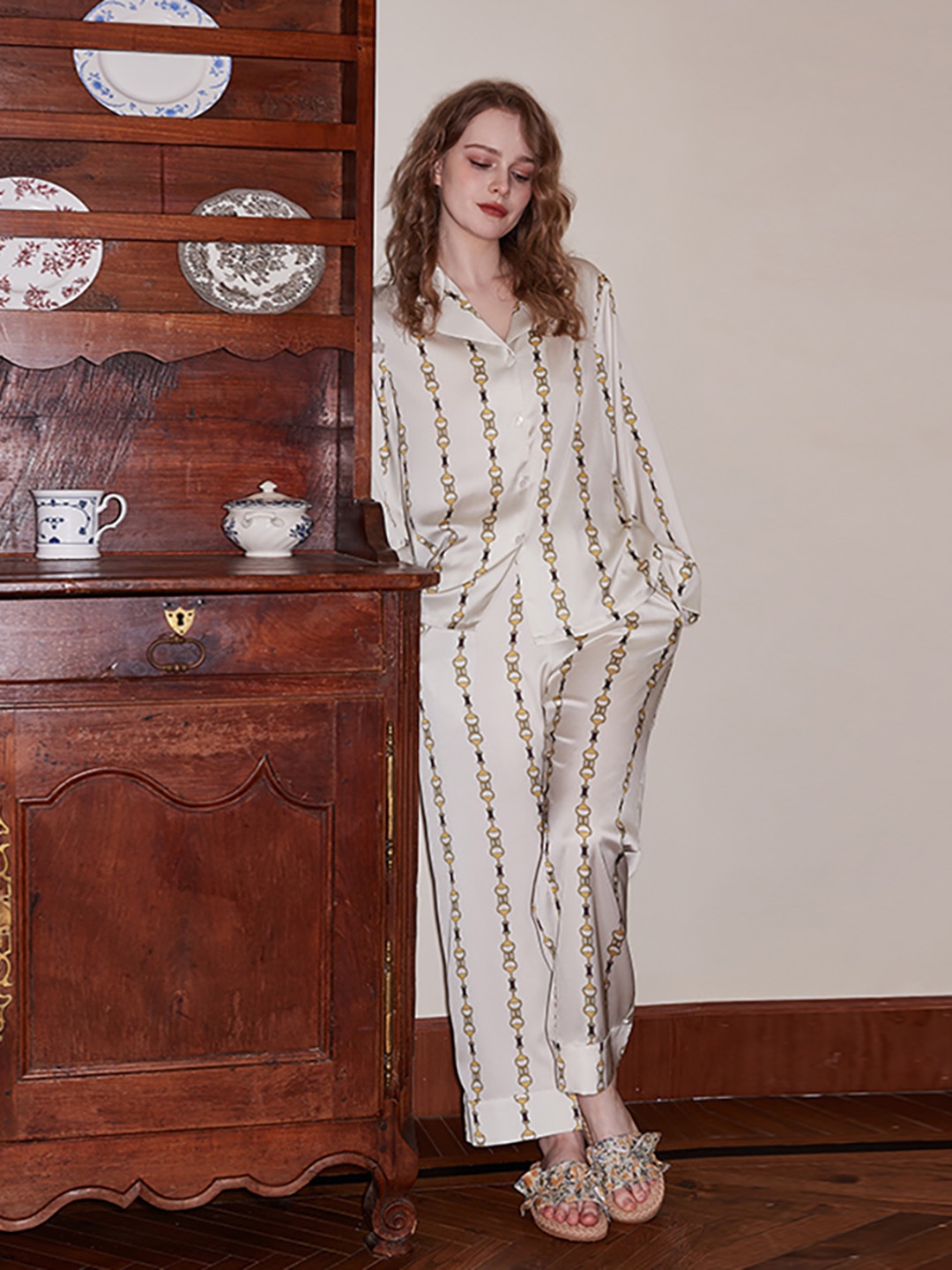 

JC Collection Women Striped Night suit, White