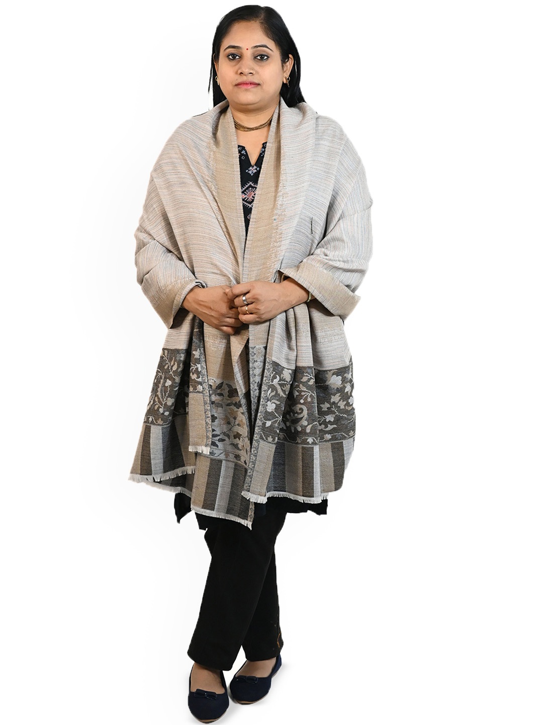 

Vrinde Women Paisley Shawl, Grey