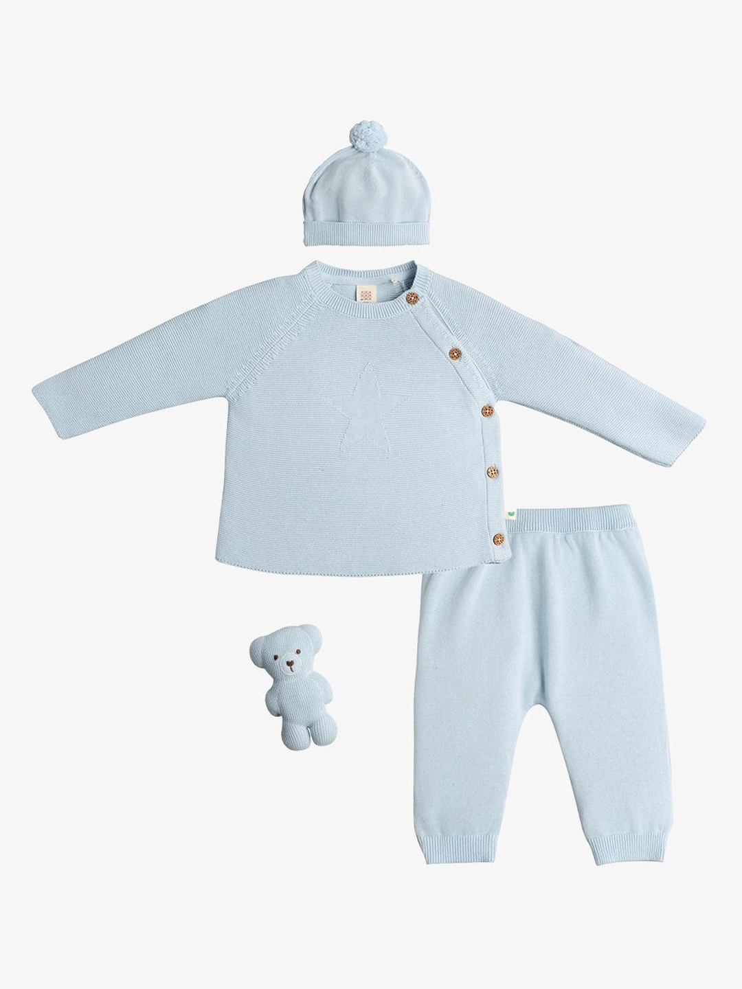 

Ed-a-Mamma Baby Infant Boys 4-Piece Ribbed Pure Cotton Baby Apparel Gift Set, Blue