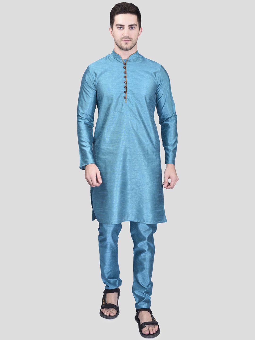 

VIBE VISION Men Regular Pure Silk Kurta with Pyjamas, Blue