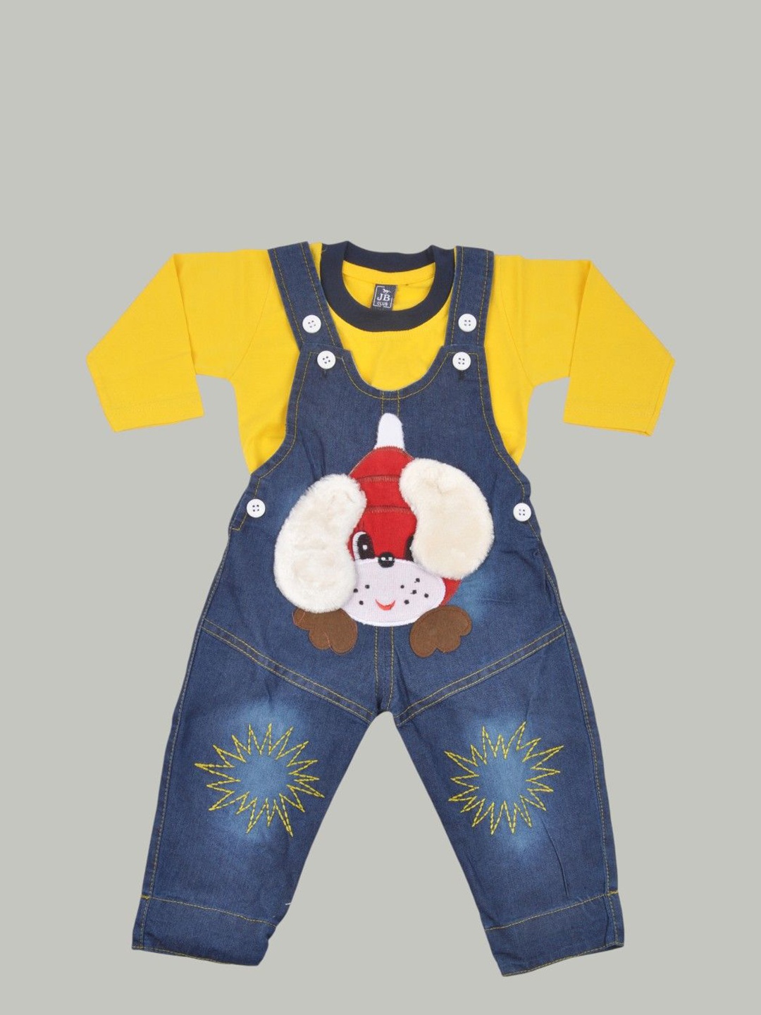 

Yellow Bee Infant Boys Puppy Printed Dungaree With T-Shirt