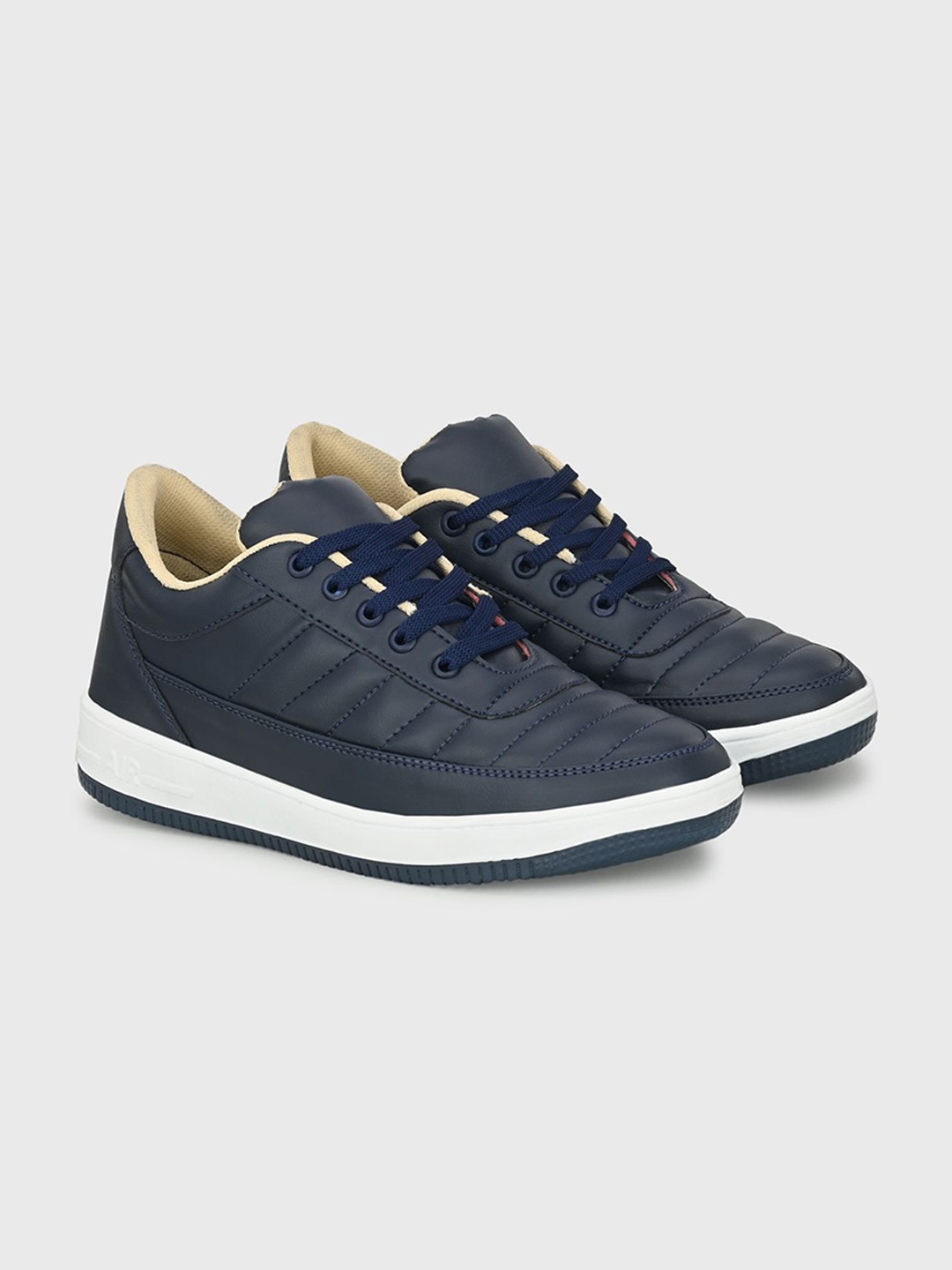 

LeatherKraft Men Lace-Ups Casual Sneakers, Navy blue