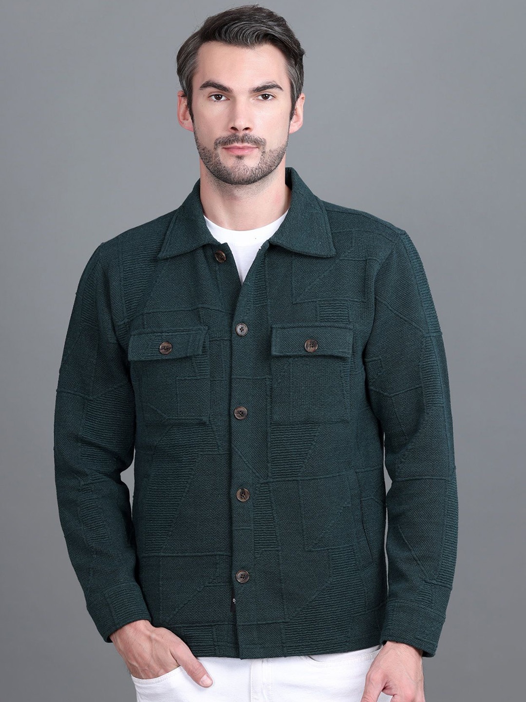 

Antiloop Men Open Front Jacket, Green