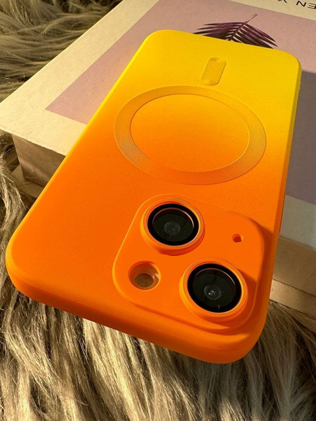 

Luxury Kase Solid Printed iPhone 14 Plus Back Case Mobile Accessories, Orange