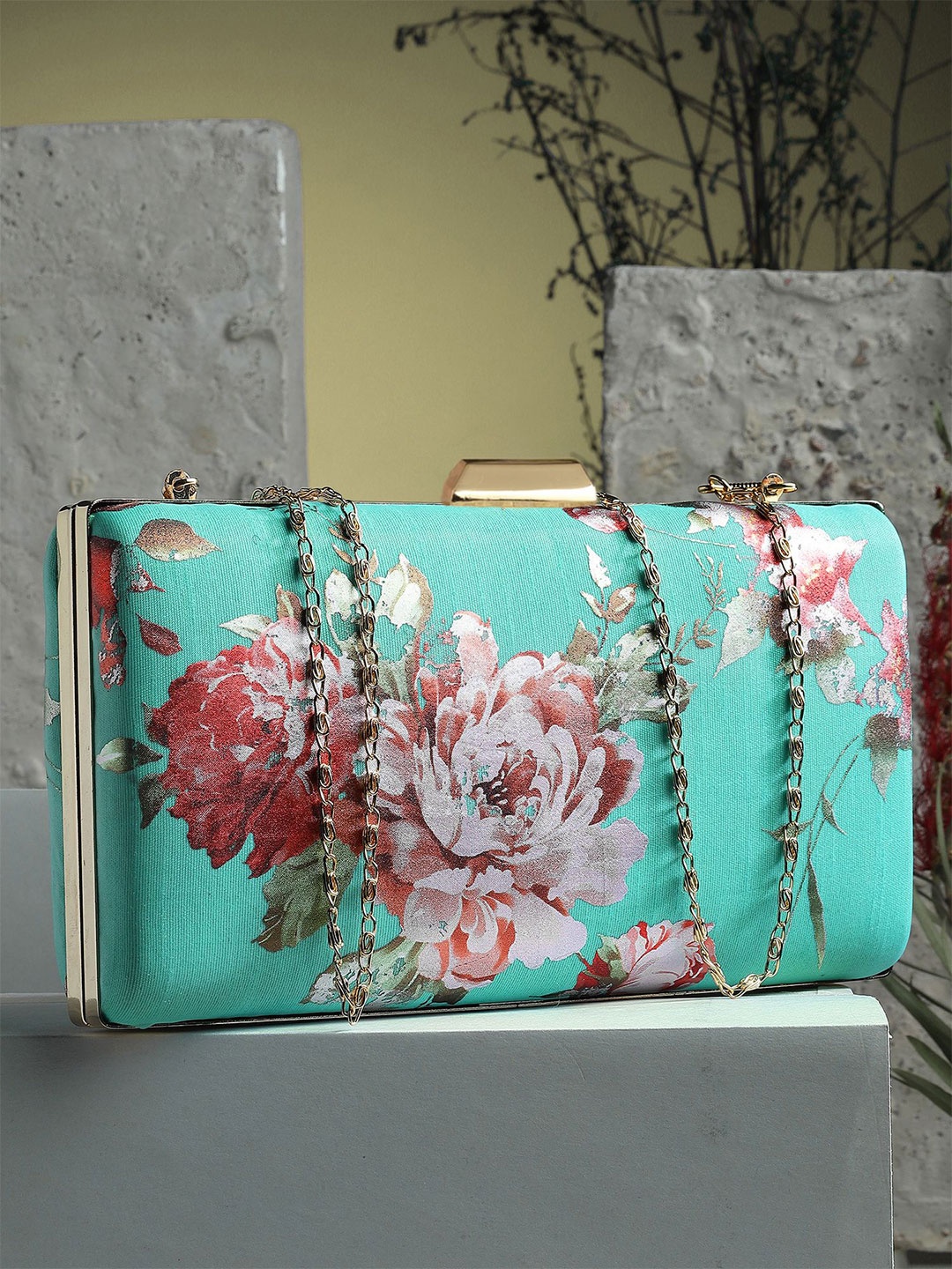 

Bohey by KARATCART Printed Box Clutch, Blue