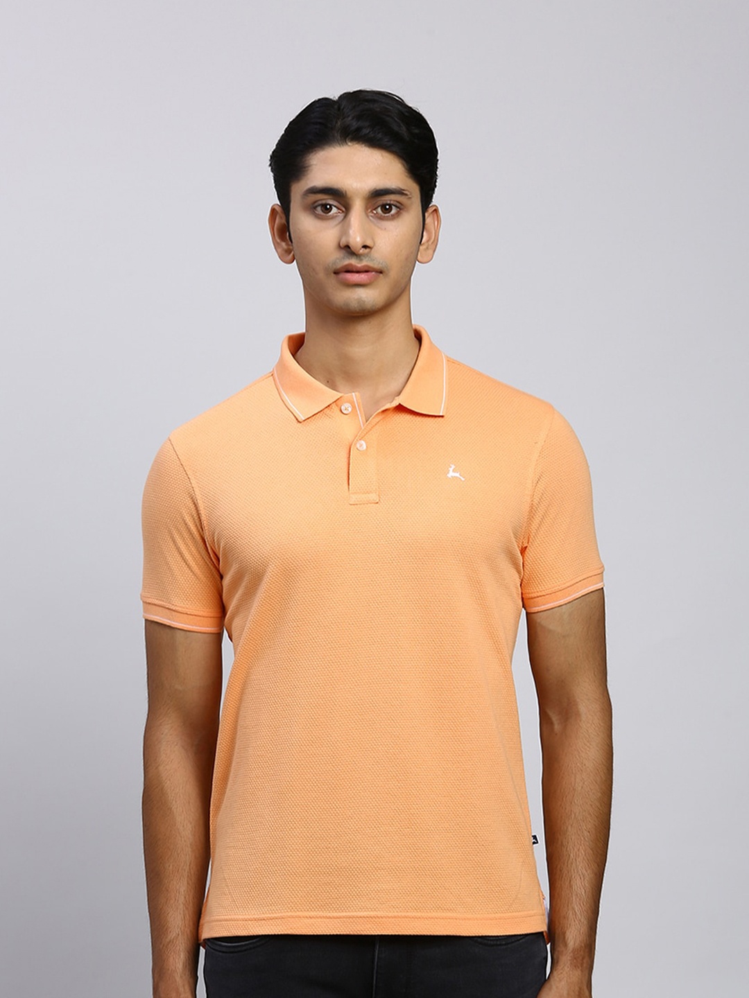 

Parx Checked Short Sleeves Polo Collar Casual T-shirt, Orange