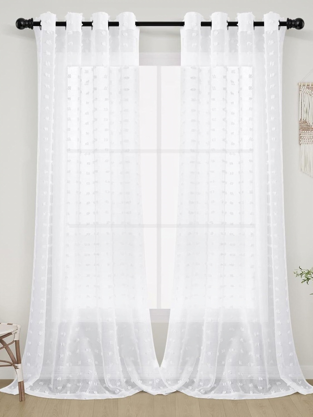 

HOUSE OF QUIRK White Set of 2 Sheer Long Door Curtain