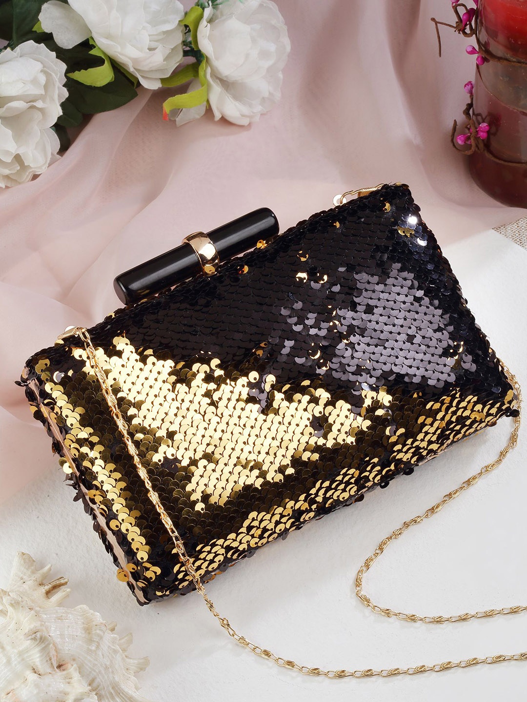 

Bohey by KARATCART Embellished Box Clutch, Gold