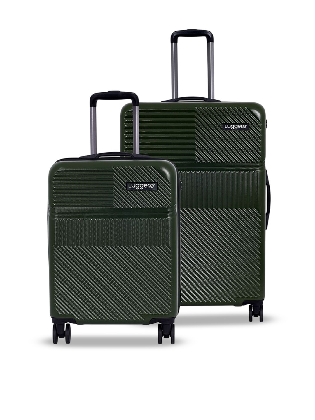 

Luggero Set Of 2 Hard-Sided Small & Large Trolley Bag, Green