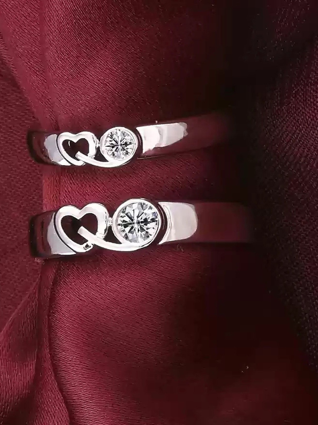

Lila Set Of 2 Silver-Plated CZ-Studded Finger Rings