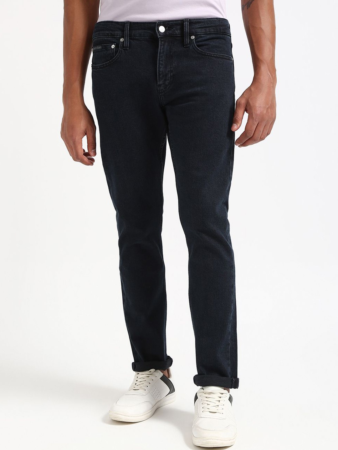 

Calvin Klein Jeans Men Cotton Mid-Rise Slim Fit Jeans, Black