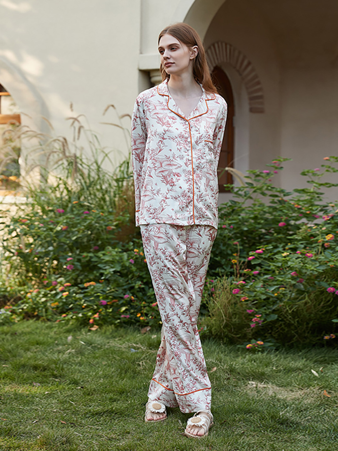 

JC Collection Women Printed Night suit, Beige