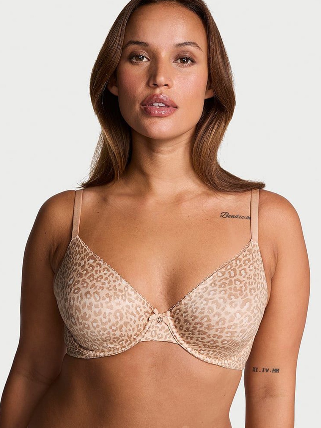 

Victoria's Secret Animal Printed Medium Coverage Non Padded T-shirt Bra, Beige