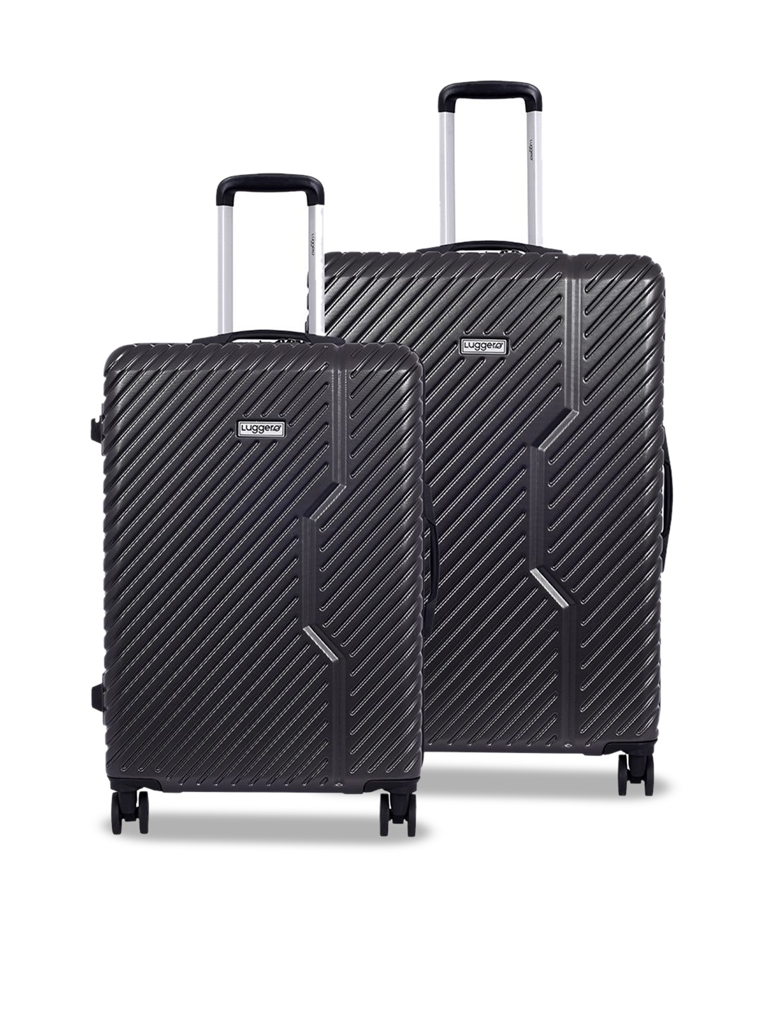 

Luggero Set Of 2 Textured Hard-Sided Trolley Bag, Black