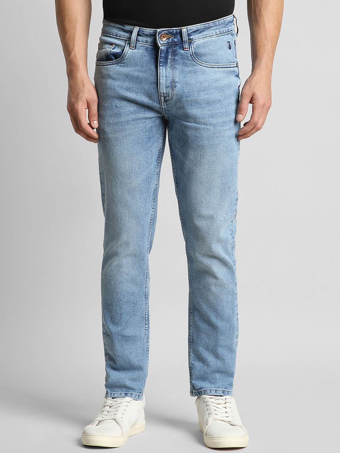 

SIMON CARTER LONDON Men Cotton Slim Fit Heavy Fade Jeans, Blue